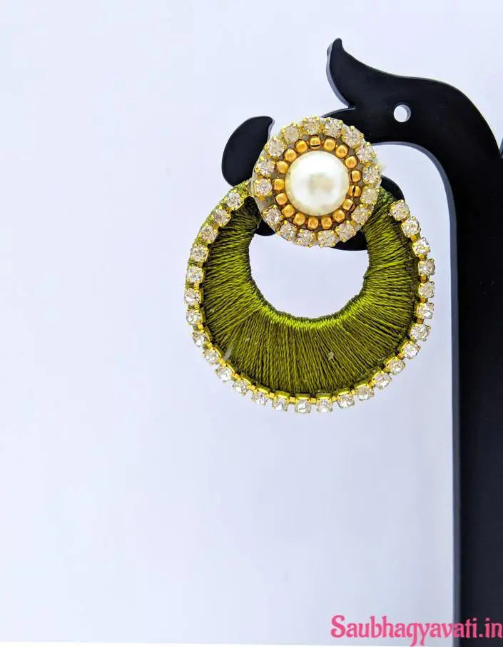 Simple daily wear Silk thread bead earring with hooks for kids | Thread  jewellery, Silk thread jewelry, Thread earrings